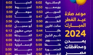تعرف على موعد صلاة عيد الفطر المبارك ٢٠٢٤ في كل محافظات مصر