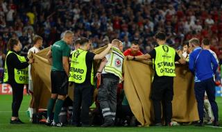 إغماء بارناباس فارجا لاعب منتخب المجر بعد تدخل قوي من حارس اسكتلندا (فيديو)