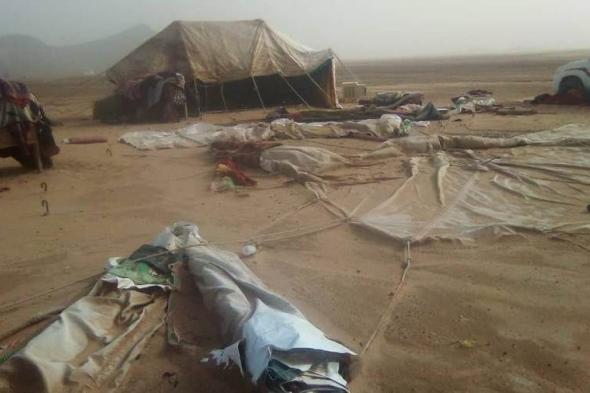 تضرر 449 أسرة نازحة في 6 مخيمات جراء السيول بمأرب