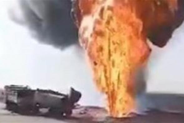اندلاع حريق في خط لنقل النفط الخام شرق الفرقلس بحمص| فيديو