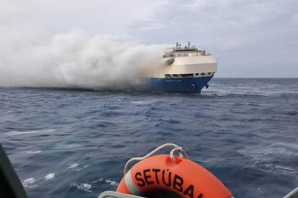 مصرع 3 أشخاص جراء حريق نشب بقارب تجاري في إيران (صور)